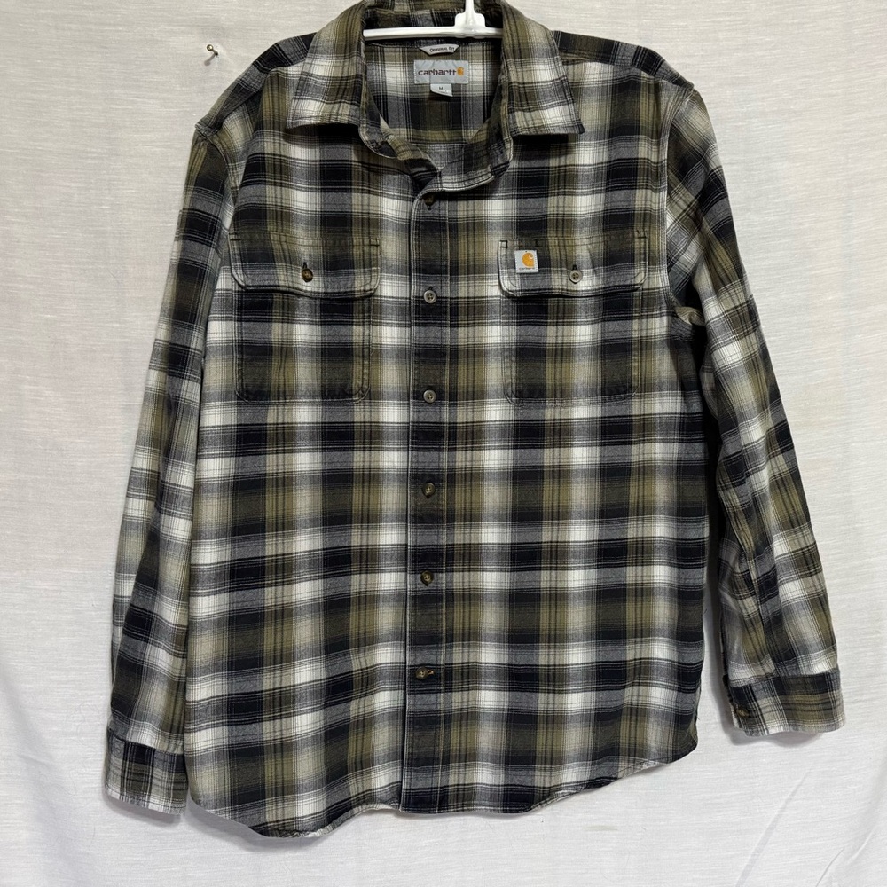 Carhartt Hubbard Flannel Shirt M Plaid Workwear Button Up